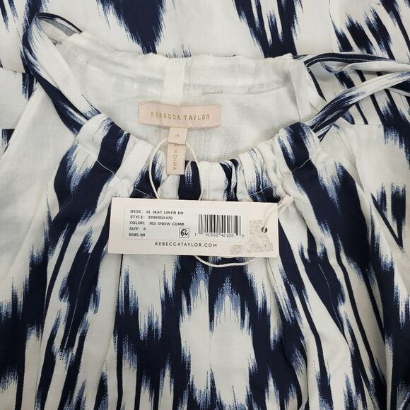 Rebecca Taylor Inidigo Ikat Linen Dress in Snow Combo - Picture 11 of 13
